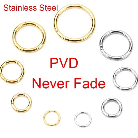 100pcs PVD Stainless Steel Open Jump Rings Necklace Bracelet - Shop Dealza