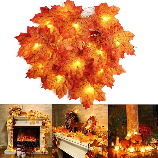 2/3/6M Christmas Artificial Maple Leaf LED Light Garland - Shop Dealza