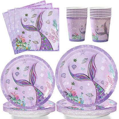 The Little Mermaid Disposable Tableware Party Decor Set