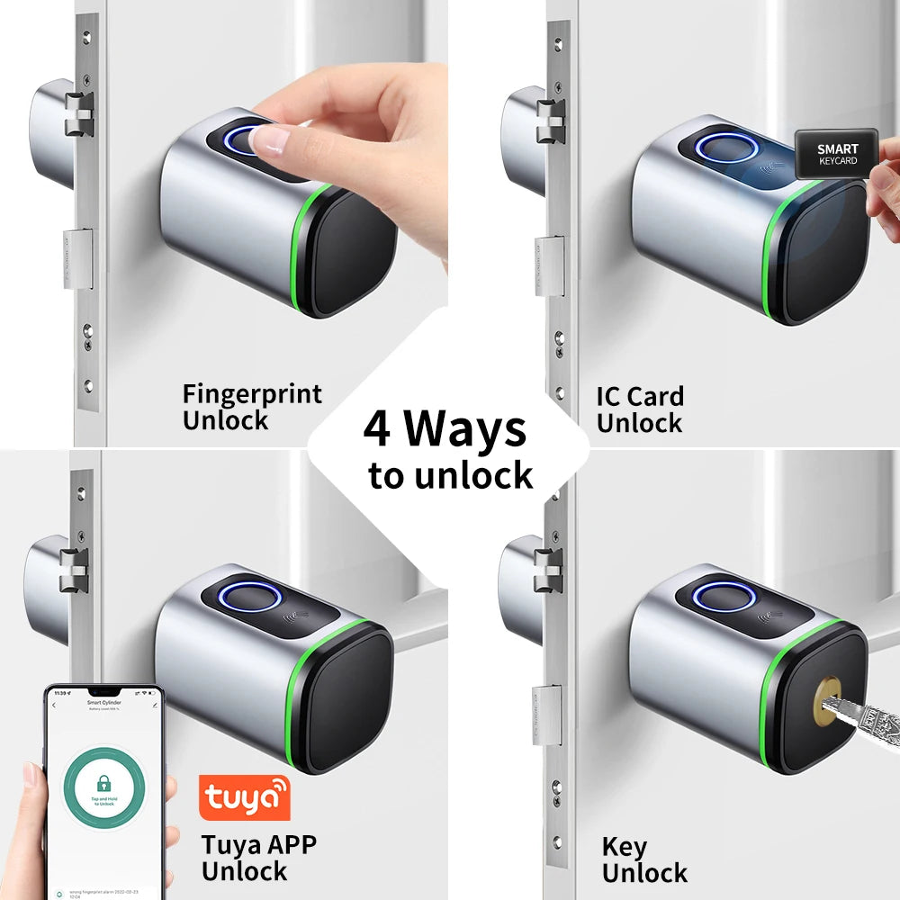 Smart Cylinder Lock Tuya Bluetooth Fingerprint IC Card