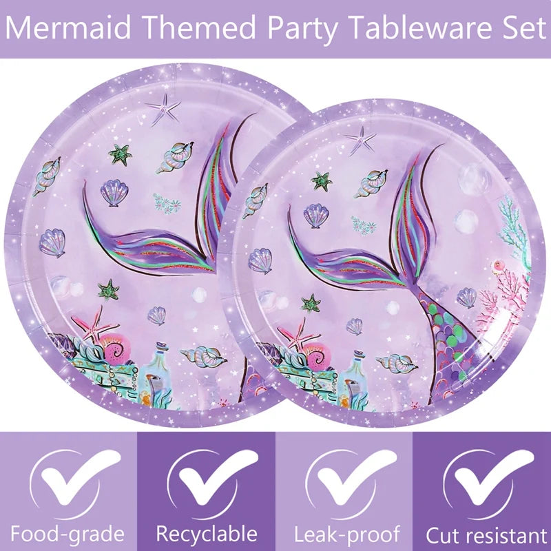 The Little Mermaid Disposable Tableware Party Decor Set