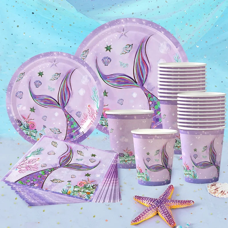 The Little Mermaid Disposable Tableware Party Decor Set