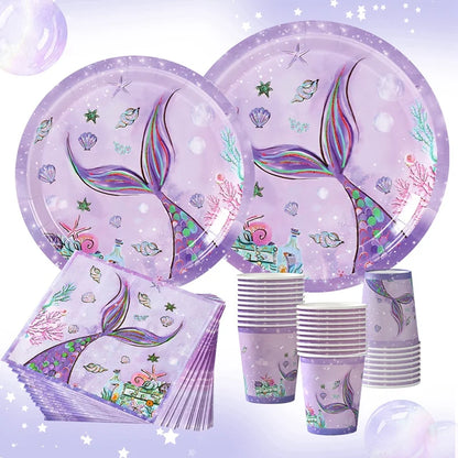 The Little Mermaid Disposable Tableware Party Decor Set