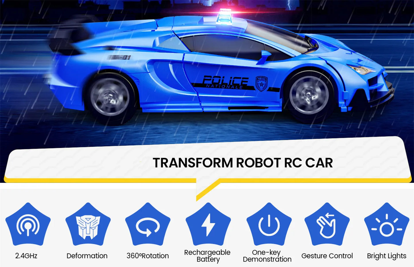 Sinovan RC Police Car Gesture Sensing Transformation