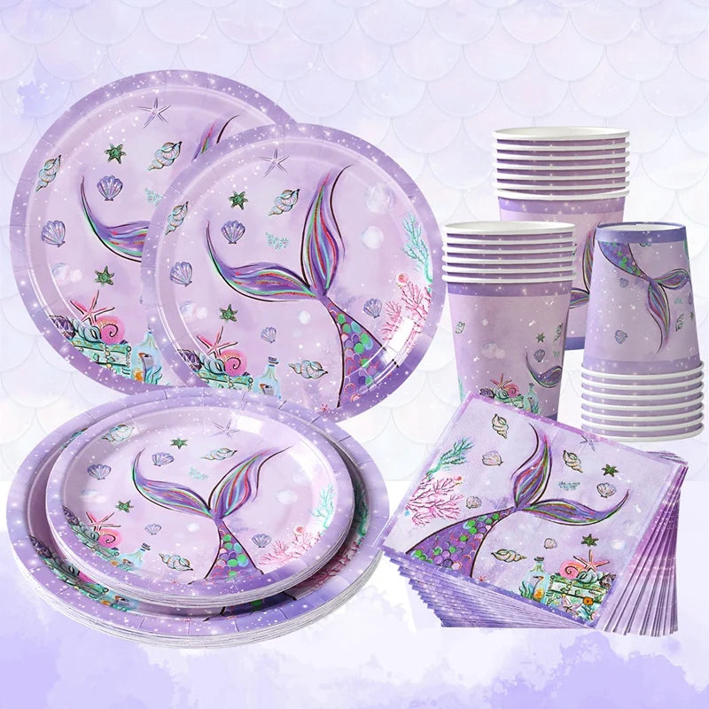 The Little Mermaid Disposable Tableware Party Decor Set