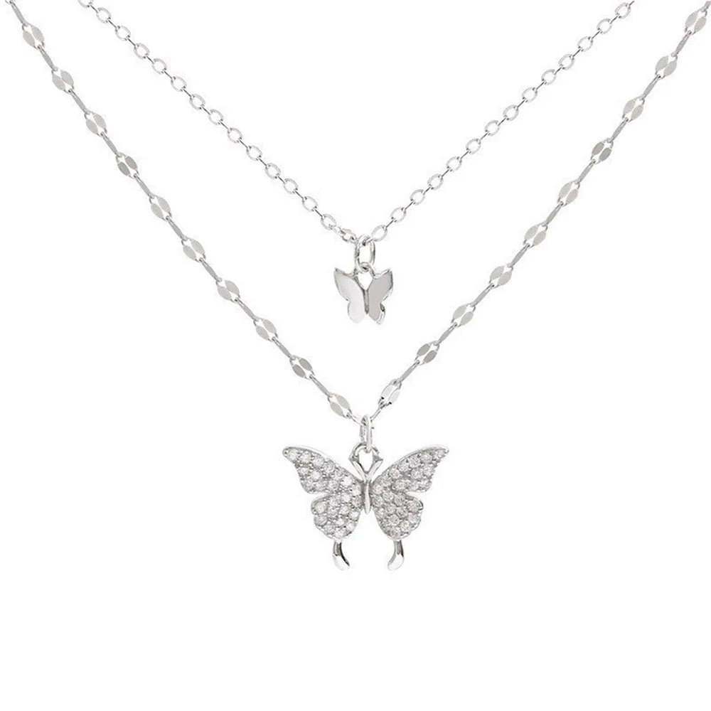 Butterfly Necklace Double Layer Women’s Clavicle Chain