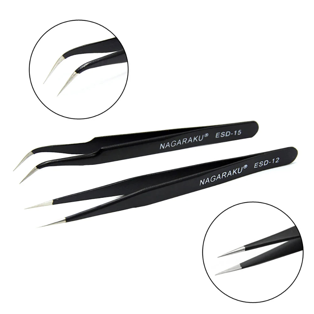 NAGARAKU Eyelash Extension Tweezers Stainless Steel