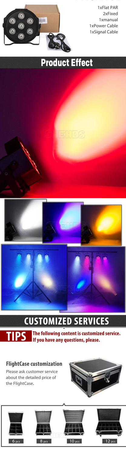 SHEHDS LED Flat Par 7x18W RGBWA+UV Stage Party Light