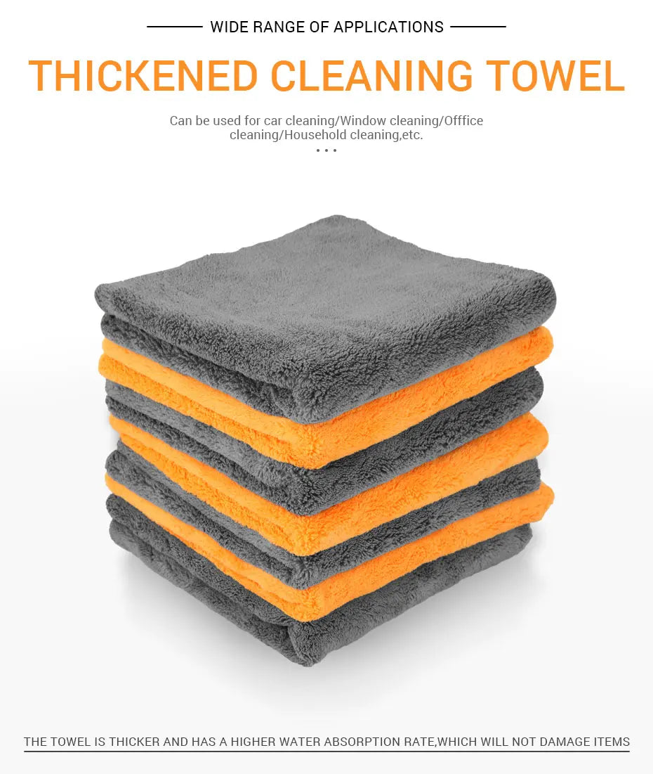 2pcs Thickened Microfiber Towel Auto Detailing Cloth