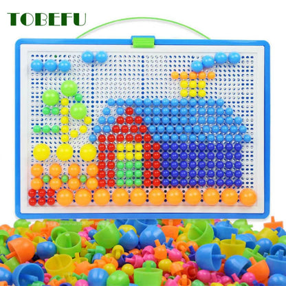 Mushroom Nail Beads 3D Puzzle Board Kids Educational Toy