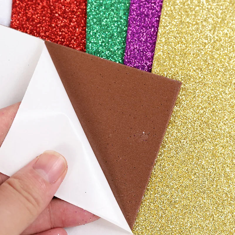 10pc Flash Glitter EVA Foam Paper Adhesive Kids Craft