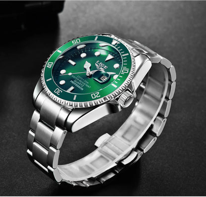 LIGE Luxury Diver Watch Men Waterproof Sport Quartz Watch