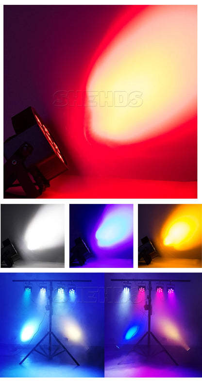 SHEHDS LED Flat Par 7x18W RGBWA+UV Stage Party Light