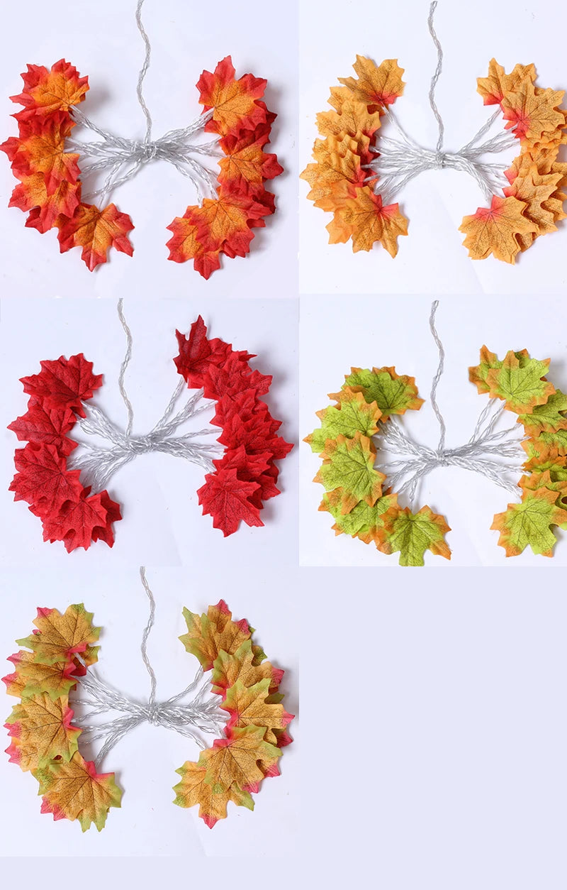 2/3/6M Christmas Artificial Maple Leaf LED Light Garland