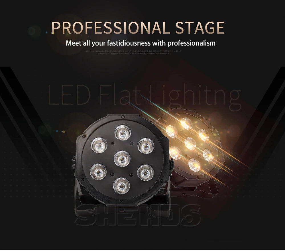 SHEHDS LED Flat Par 7x18W RGBWA+UV Stage Party Light