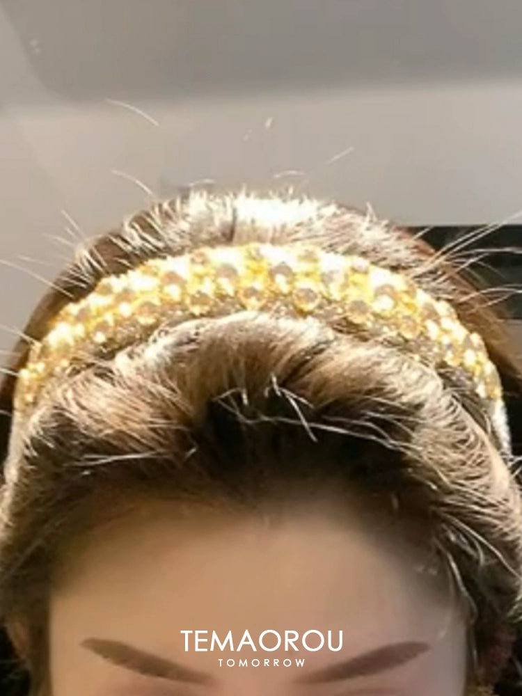 Accessible Luxury Rhinestone Wide Headband Face Modifier