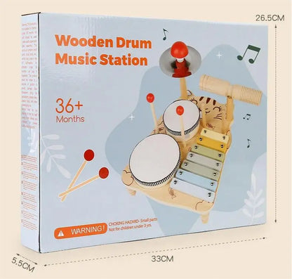 Wooden Xylophone & Drum Set