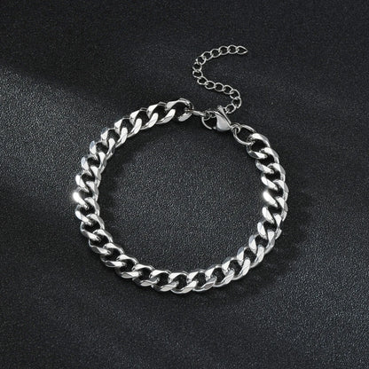 3/5/7mm Stainless Steel Cuban Chain Bracelet Men Women