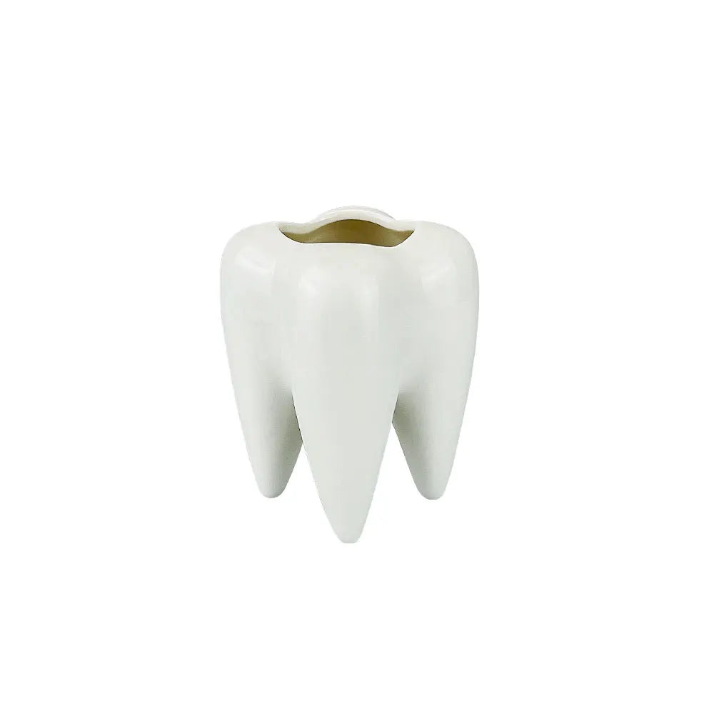 Tooth Shape Ceramic Pen Pencil Holder Desk Organizer Decor