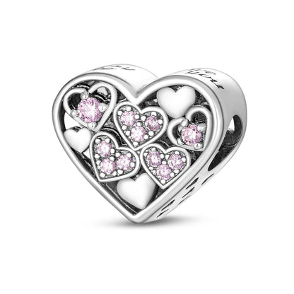 Pink Silver Plated Butterfly Flower Charm Beads for DIY