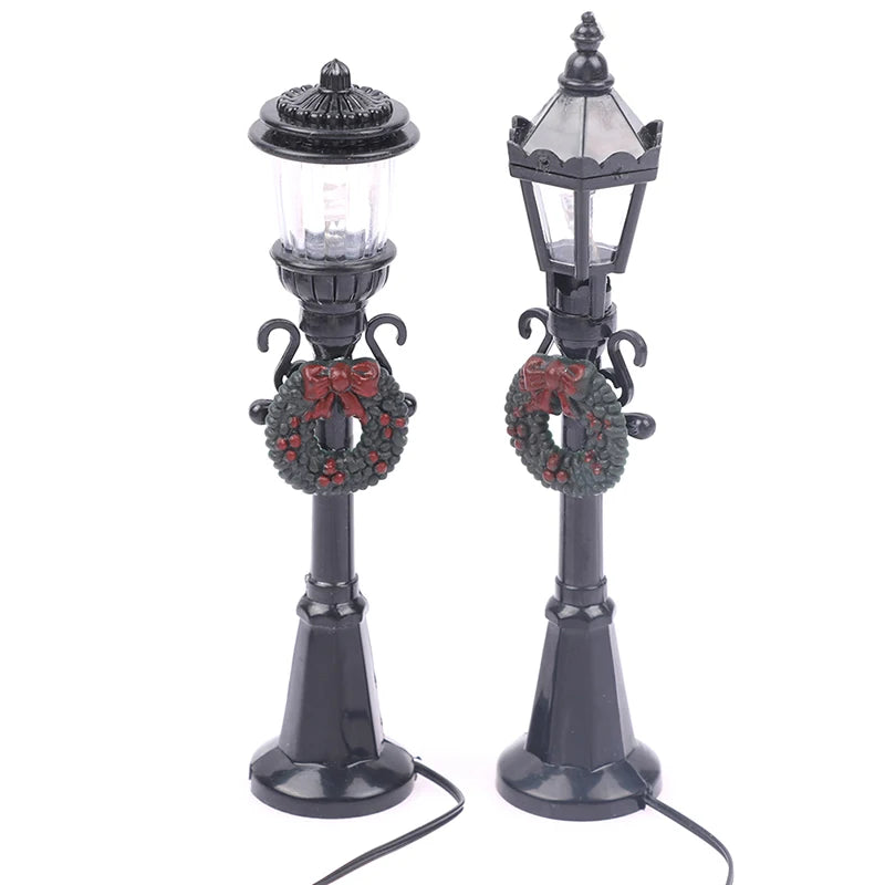 4Pcs Christmas Mini Street Light Dollhouse Garden Decor