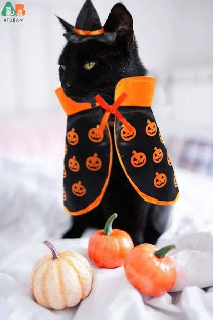 Halloween Cat Vampire Cloak Adjustable Pet Cape Outfit