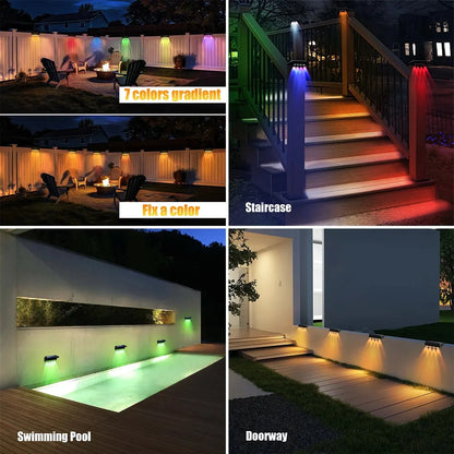 Solar Fence Lights RGB or Warm White Step Lighting