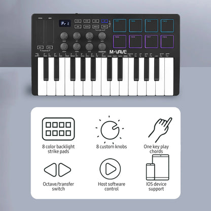 M-VAVE 25-Key MIDI Controller Mini USB Keyboard