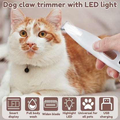 LED Dog Paw Trimmer Waterproof Pet Hair Clipper