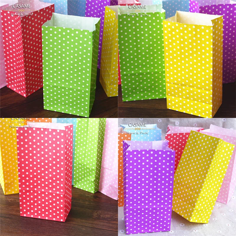 10 Pcs Colorful Stripe Treat Bags Wedding Birthday Favor