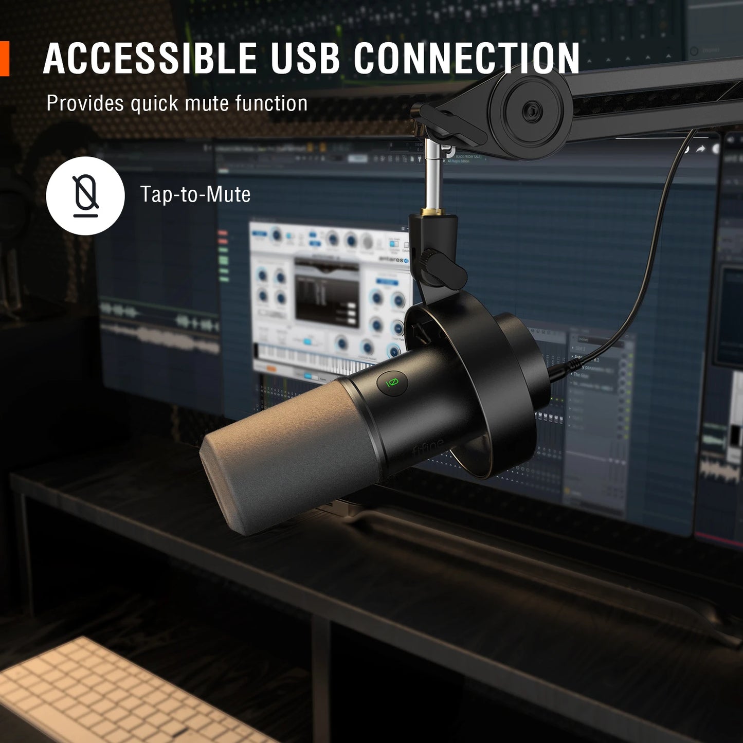 FIFINE USB/XLR Dynamic Mic Shock-Mount Recording