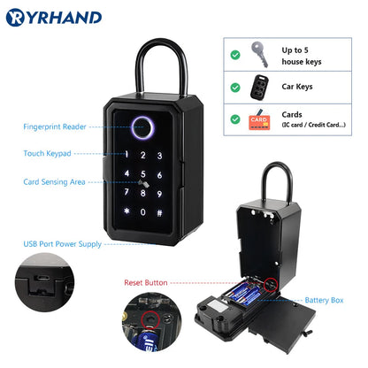 YRHAND TTlock Wifi Security Lock Box Fingerprint Smart