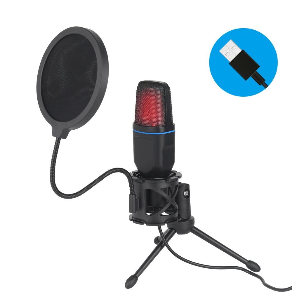 USB RGB Condenser Gaming Mic PC Studio Streaming