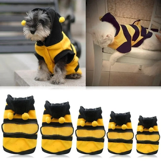 Bee Pet Coat Fleece Dog Cat Hoodie Halloween Costume