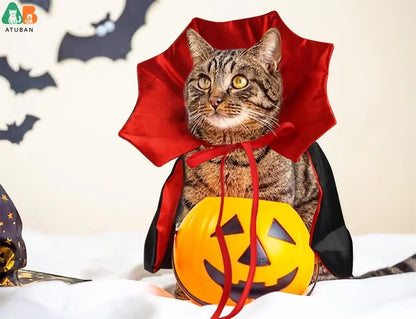 Halloween Cat Vampire Cloak Adjustable Pet Cape Outfit