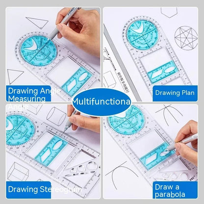 Professional Geometric Ruler Set Math Drawing Template