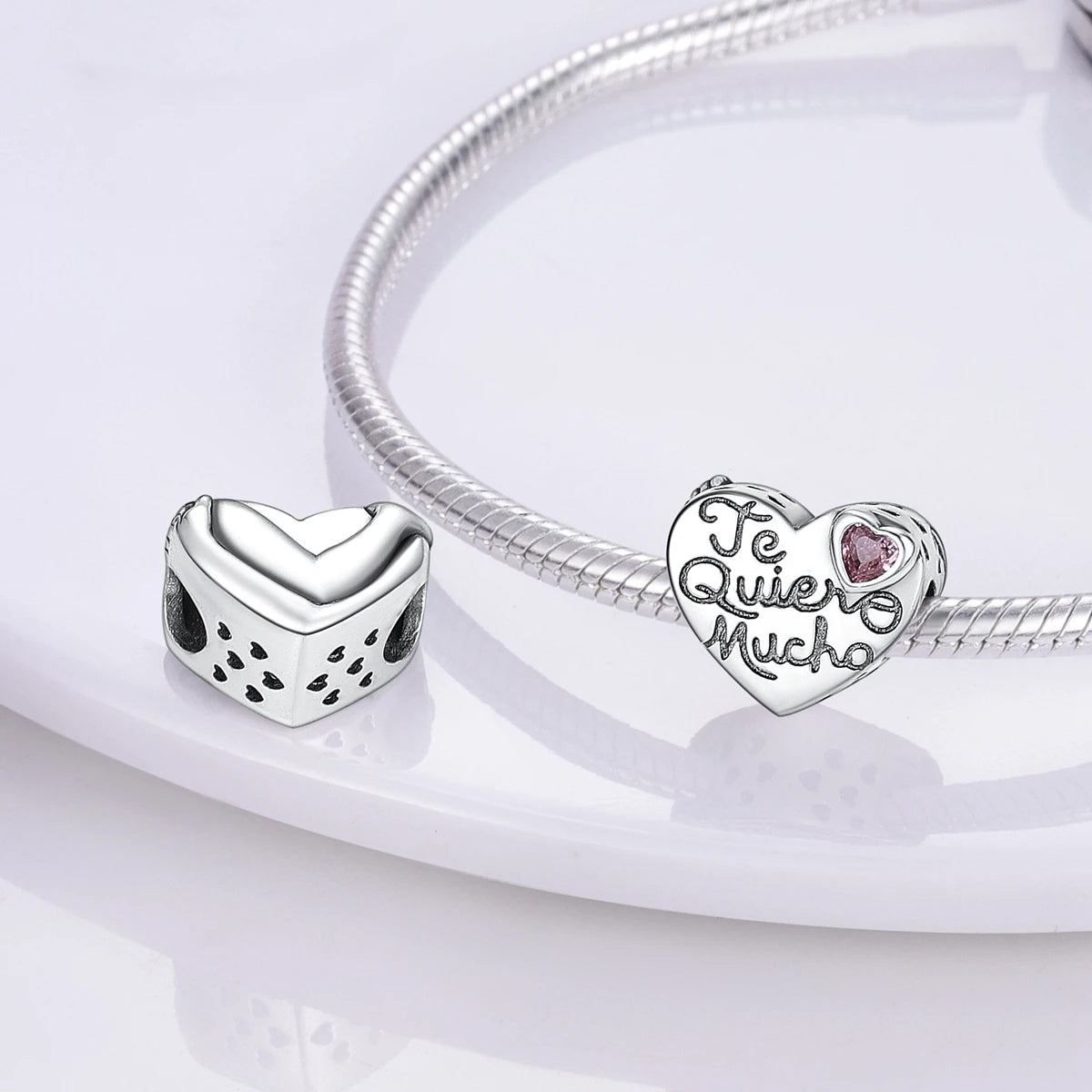 Pink Silver Plated Butterfly Flower Charm Beads for DIY