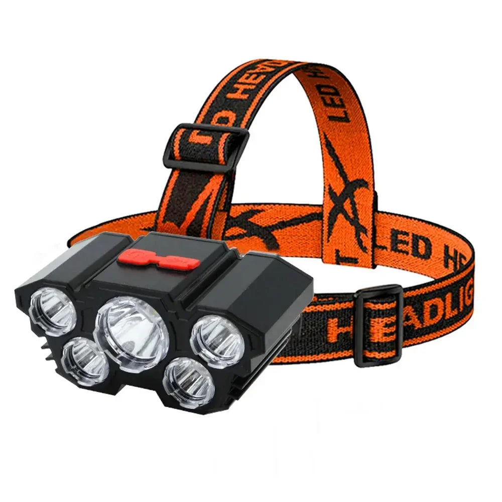 5 LED Headlamp Rechargeable Strong Light Fishing Camping