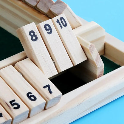 Wooden Dice Board Game Shut The Box 4-Player Family Entertainment