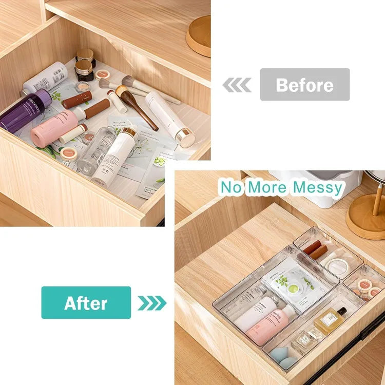 Clear Plastic Drawer Organizers Desk Dividers Home Kitchen