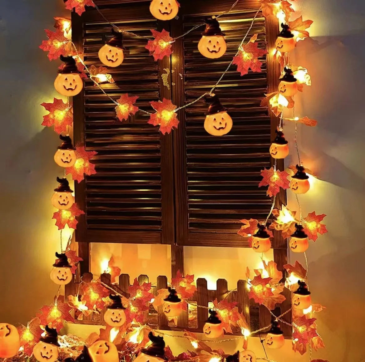 Artificial Maple Leaves Pumpkin LED Fairy String Lights