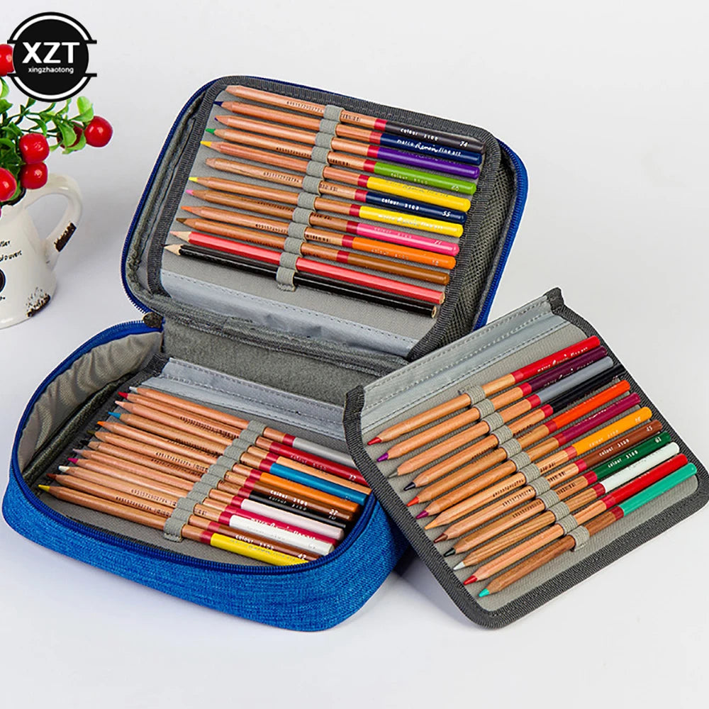 72 Slot Large Capacity Pencil Holder Zipper Bag Organizer