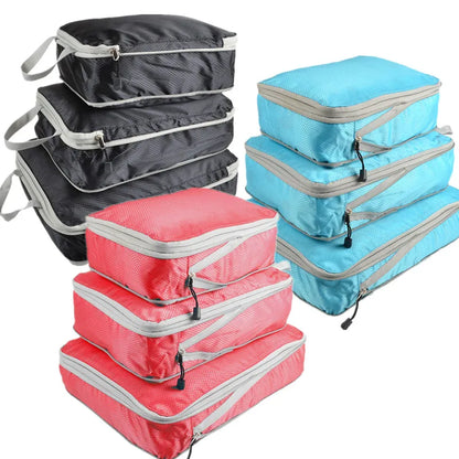 Set/3 Compressible Travel Storage Bag Waterproof Cubes