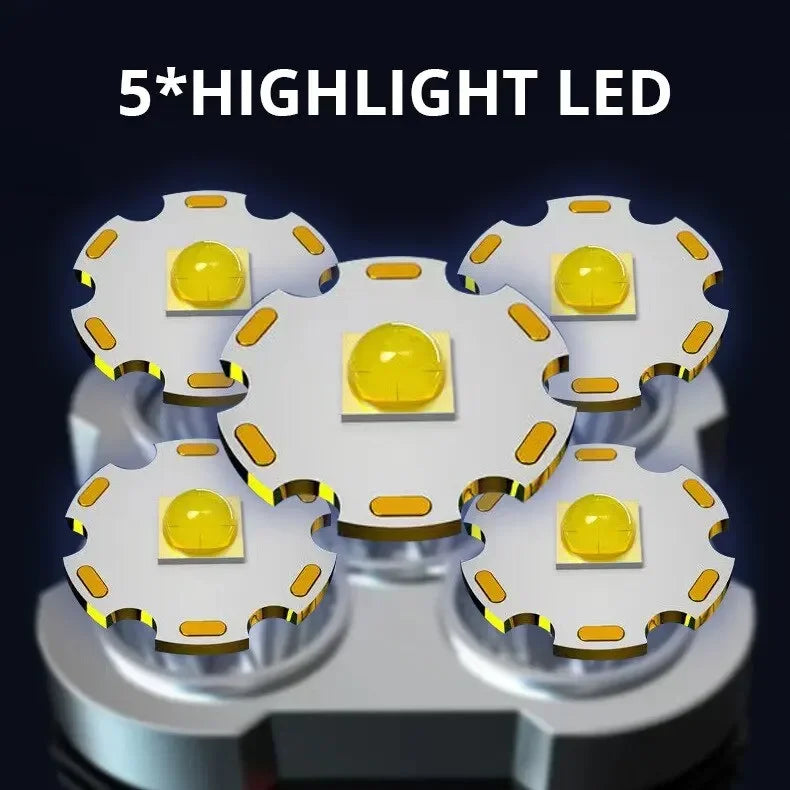 5LED High Power Flashlight Rechargeable Spotlight