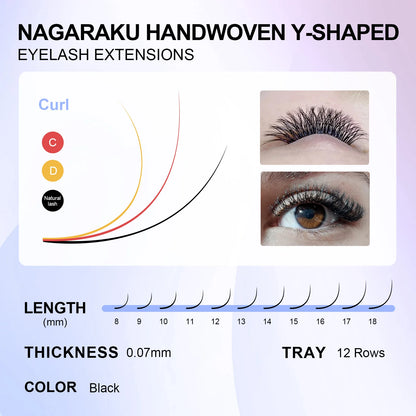 NAGARAKU YY Shape Double/Triple Tips Eyelash Extensions