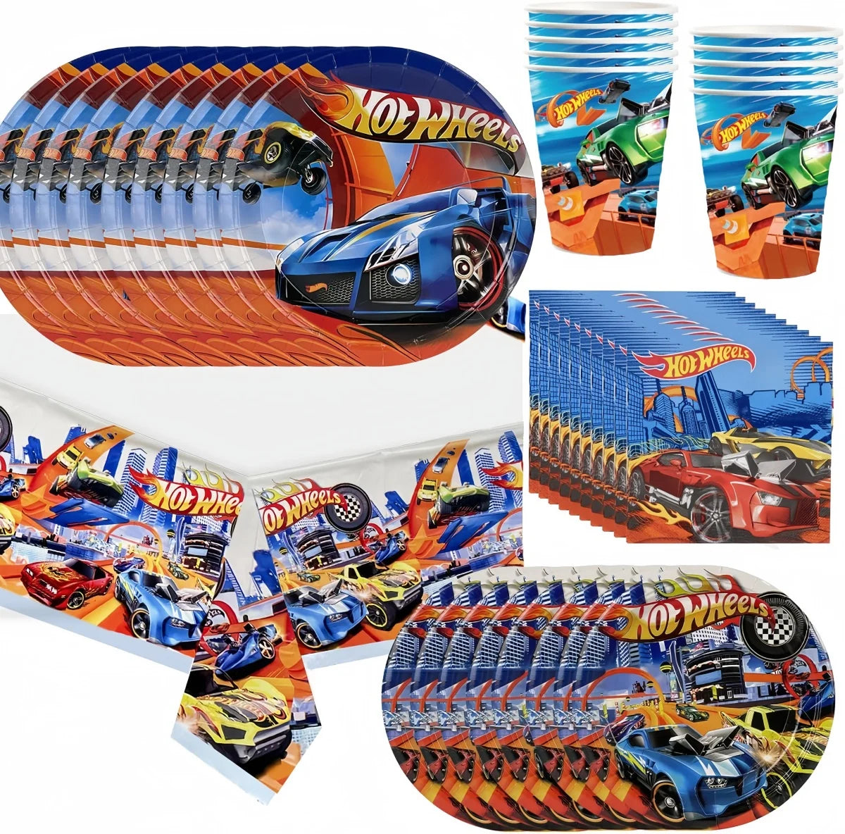 Hot Wheels Racing Car Disposable Tableware Birthday Decor