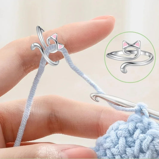 Adjustable Cat Yarn Guide Ring Crochet Tension Tool