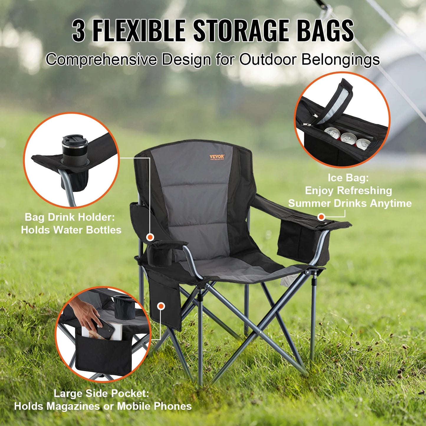 VEVOR Camping Chair 350lbs Ultralight Folding Seat