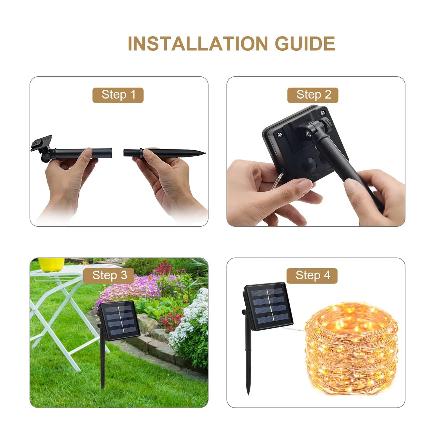 Solar LED String Lights for Christmas and Garden Parties