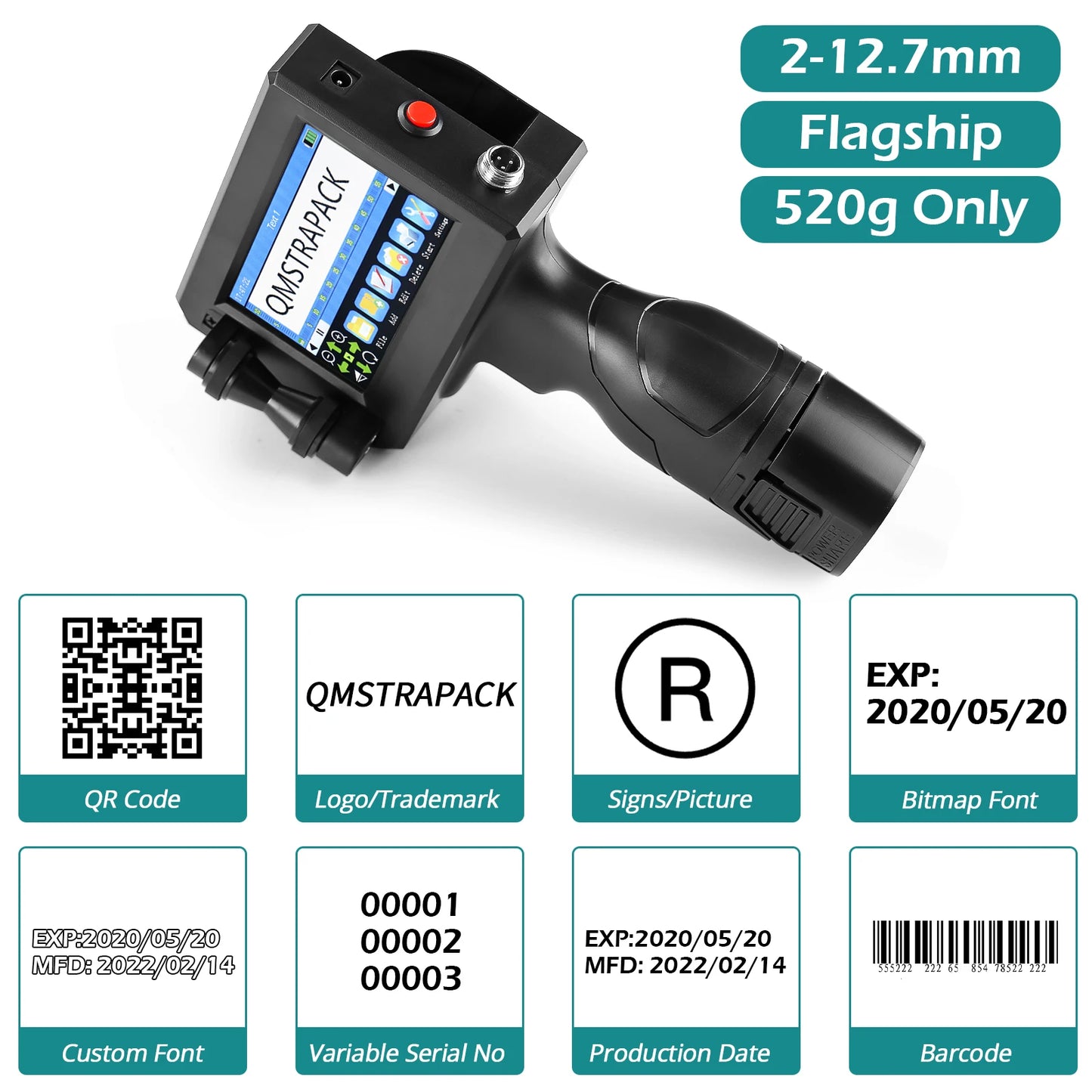 Handheld Inkjet Printer Gun Fast-Drying QR Code Date